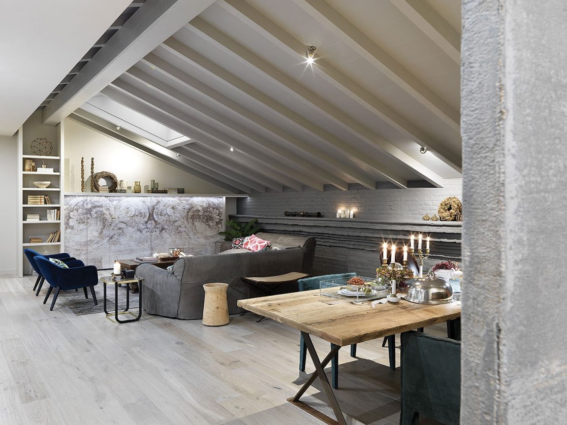 Mansarda legno con parquet