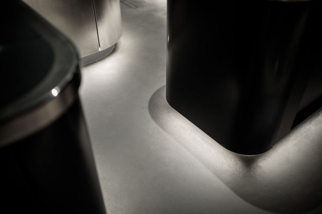 Pavimento in resina in cucina ristorante stellato